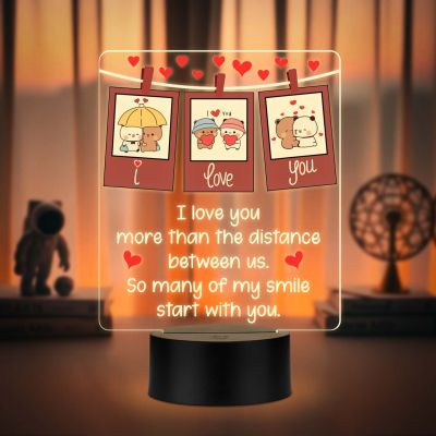 Love Quote Led Night Lamp with Warm White Light 3D Acrylic Lamp, I Love You Gift for Husband Wife Boyfriend Girlfriend